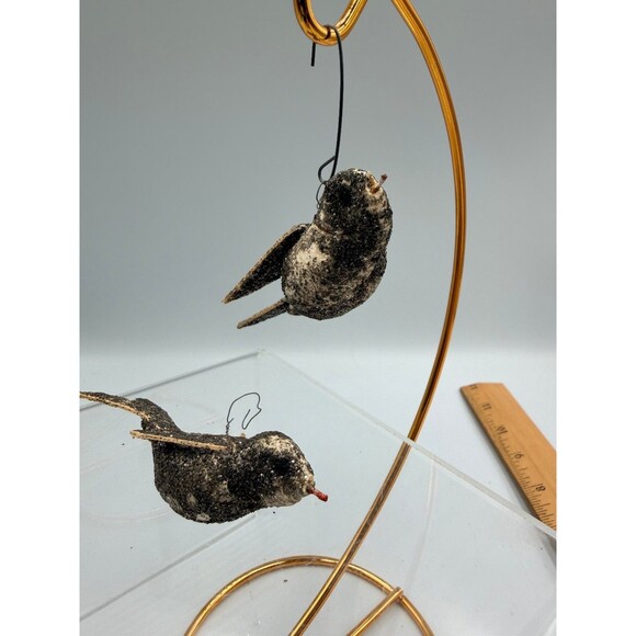 Unbranded Other - Very Vintage Mica Glitter Cardboard Bird Ornaments - Set of 2 Christmas Holiday